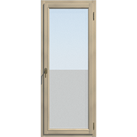 Прозрачная, одностворчатая балконная дверь из сосны