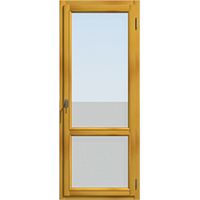 Прозрачная с горизонтальной перемычкой, одностворчатая балконная дверь поворотно-откидная бежевая