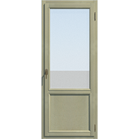 Комбинированная, филенчатая, одностворчатая балконная дверь из дуба