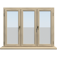 Трехстворчатое деревянное окно из сосны Модель 020